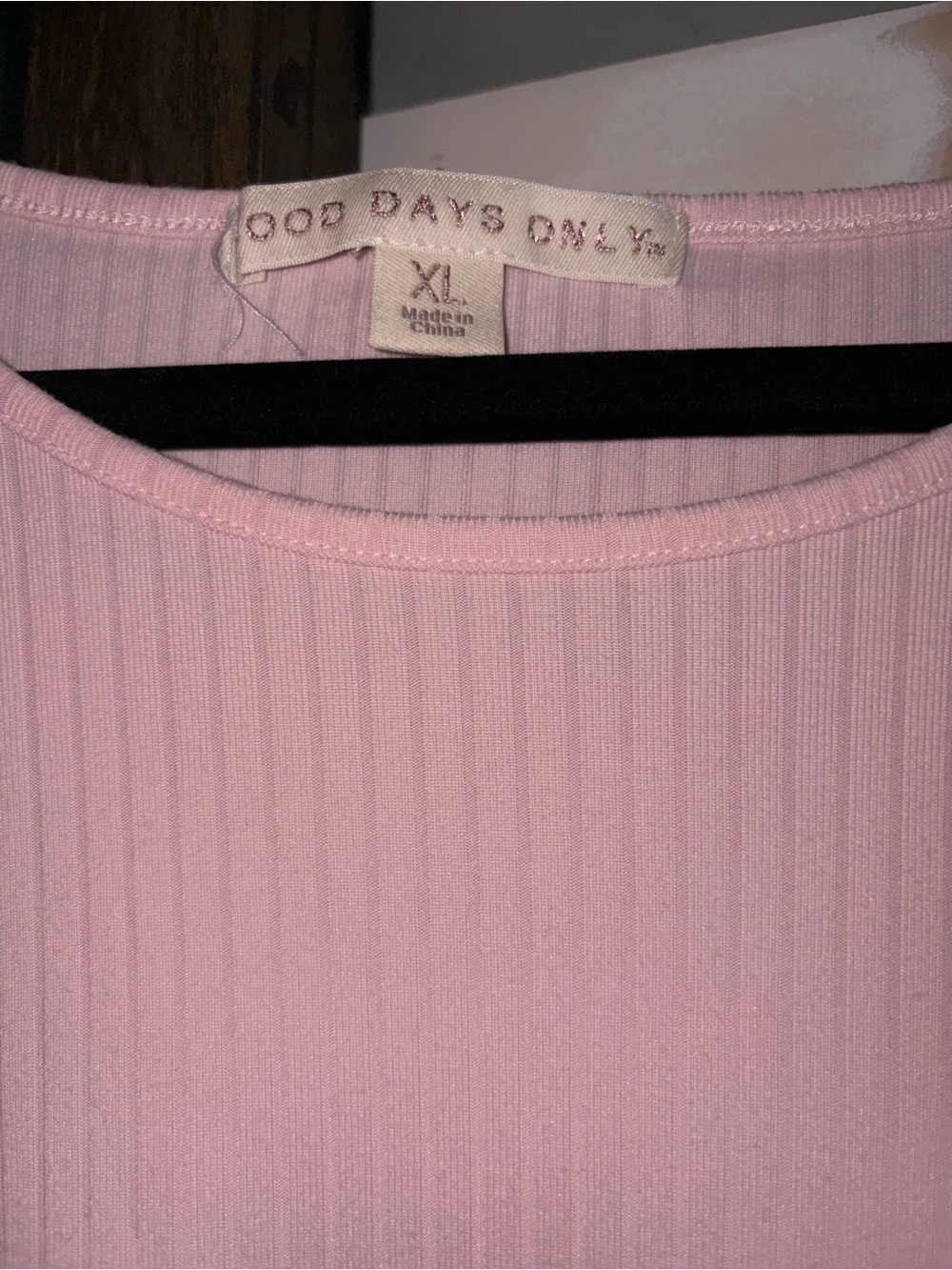 Soft Pink Ribbed Tee - Picture 2 of 3